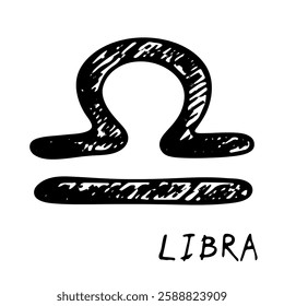 Hand drawn libra zodiac sign Esoteric symbol doodle Astrology clipart Element for design