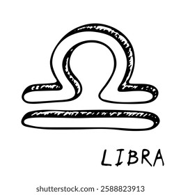 Hand drawn libra zodiac sign Esoteric symbol doodle Astrology clipart Element for design