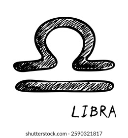 Hand drawn libra zodiac sign Esoteric symbol doodle Astrology clipart Element for design