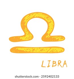 Hand drawn libra zodiac sign Esoteric symbol doodle Astrology clipart Element for design