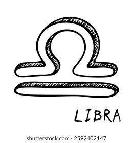 Hand drawn libra zodiac sign Esoteric symbol doodle Astrology clipart Element for design