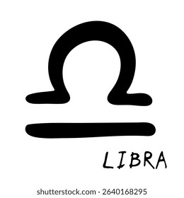 Hand drawn libra zodiac sign Esoteric symbol doodle Astrology clipart Element for design