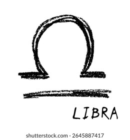 Sinal de zodíaco de libra desenhado à mão Símbolo esotérico doodle Astrologia clipart Elemento para design