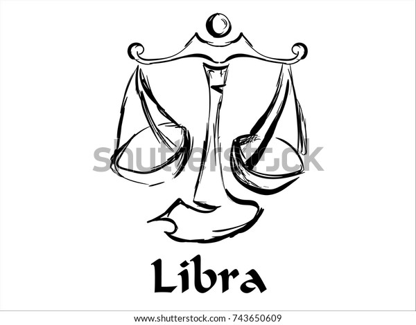 Hand Drawn Libra Zodiac Sign Sketch Stock Vector (Royalty Free) 743650609