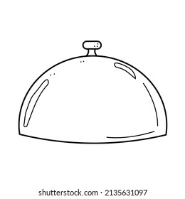 Hand drawn lid for food. Semicircular shield to protect food from cooling in sketch doodle style. Black vector illustration isolated on white background
