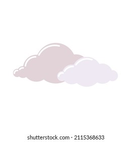 Hand drawn light blue and pink clouds in flat style. Clip-art isolated on white background.