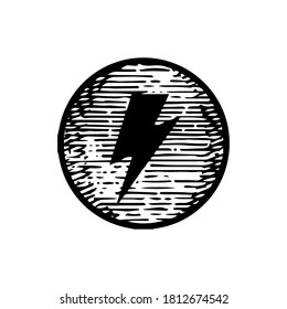 Ilustración del icono del tornillo de luz dibujado a mano aislada en el fondo blanco