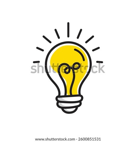 Hand drawn light bulb continuous line doodle cartoon illustration.symbol of business idea ,inspiration concept