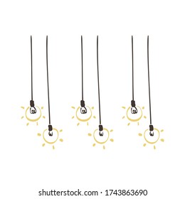 hand drawn light bulb. cute light bulb sticker. cute lamp cartoon illustration.