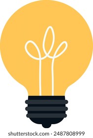 Hand drawn light bulb in flat style. Simple vector illustration. Isolated icon