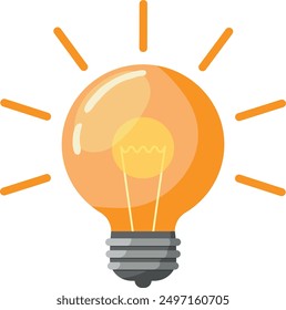 Hand drawn light bulb in flat style. Simple vector illustration. Isolated icon in cartoon stylization