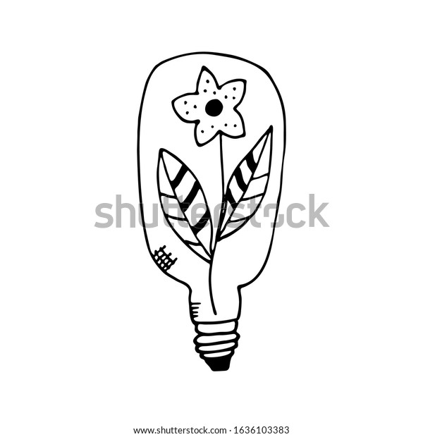 Hand Drawn Light Bulb Flower Vector Stock Vector (royalty Free 