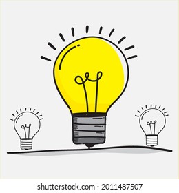 hand drawn light bulb icon. doodle concept of idea. Brainstorming inspiration design. light bulb symbols