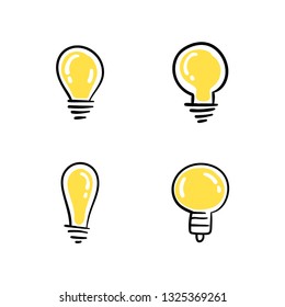 Hand drawn light bulb, idea symbol doodle
