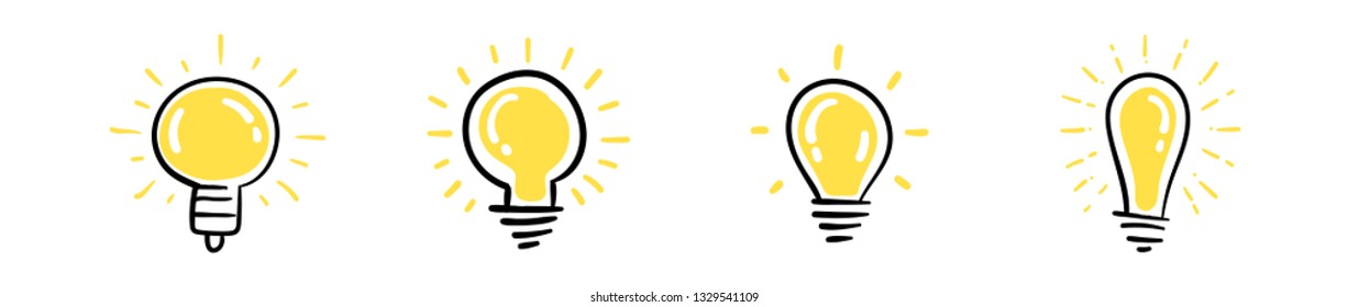 Hand drawn light bulb, idea symbol doodle