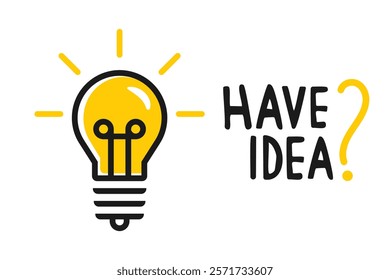 Hand drawn light bulb idea doodle Cartoon Flat style illustration.inspiration and innovation creative design