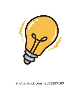 Hand drawn light bulb idea business cartoon icon. Graphic element for landing page, infographic, icon