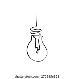 Handgezeichnete Glühbirne Idee Cartoon doodle. kreatives Denken, analytisches Denken für die Verarbeitung. Ideen-Symbol. Vektorgrafik