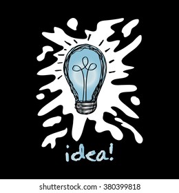 Hand drawn light bulb idea. Sketchy style illustration.