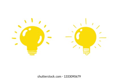 Hand drawn light bulb illustrations, concept of idea and creation doodles