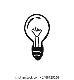 Hand drawn Light Bulb isolated on a white. Sketch. Vector illustration.