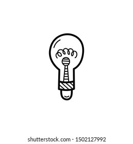 Hand drawn Light Bulb isolated on a white. Sketch. Vector illustration.