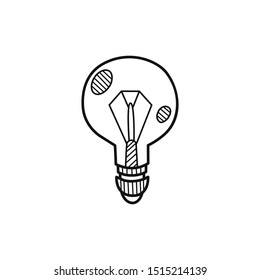 Hand drawn light bulb isolated on a white. Idea concept. Vector illustration.