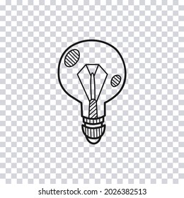 Hand drawn light bulb isolated on transparent background. Idea concept. Vector illustration.