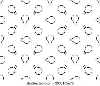 Lámpara de luz dibujada a mano con fondo de patrón transparente. Ilustración vectorial plana de negocios. Patrón de símbolo de la bombilla de luz Idea