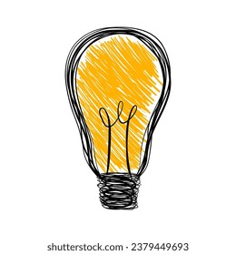 Hand drawn light bulb sketch. Electric light, energy concept. Doodle lighting concept and ideas.