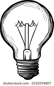 Hand drawn light bulb sketch isolated on white background 