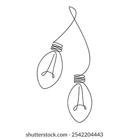 Hand drawn light bulb vector. Line continuous drawing illustration. Minimal linear silhouette icon. Outline print, banner, card, wall art poster, brochure, symbol, cartoon, doodle, abstract sign