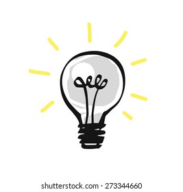 Hand drawn light bulb, vector illustration
