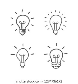 Hand drawn light bulbs, doodle symbol of idea