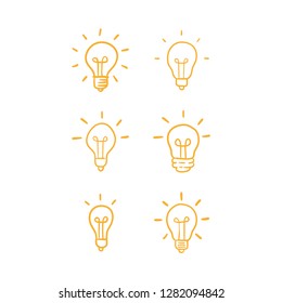 Hand drawn light bulbs, doodle symbol of idea