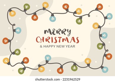 fondo de navidad de fondo claro dibujado a mano circular navidad de guirnaldas