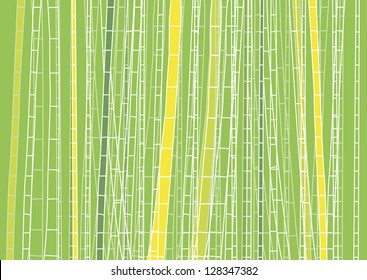 Hand Drawn Light Green Bamboo Forest - vector illustration