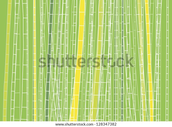 Hand Drawn Light Green Bamboo Forest - vector illustration