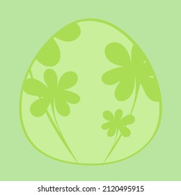 Hand drawn light green with green flower pattern vector isolated on white green background. Easter egg. For gift wrapping, decoration, fashion prints