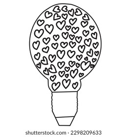 Hand drawn lightbulb with hearts vector illustration eps10