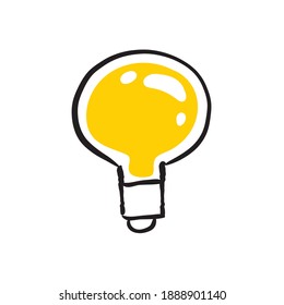 Hand drawn lightbulb. Idea and solution icon doodle. Handmade illustration of electric lamp.