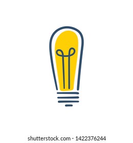 Hand drawn lightbulb, lamp doodle icon. Symbol of idea.