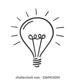 Hand drawn lightbulb on white background, idea concept, vector eps10 illustration