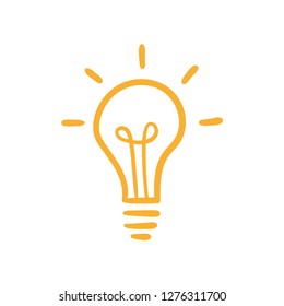 Hand drawn lightbulb, symbol of idea and creativity