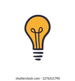 Hand drawn lightbulb, symbol of idea and creativity