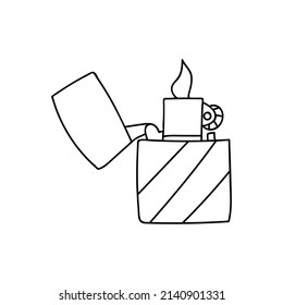 Hand drawn lighter illustration in vector. Doodle lighter icon in vector. Cigarette lighter illustration in vector.