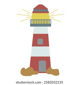 Hand drawn lighthouse. Vector cartoon lighthouse for your design.