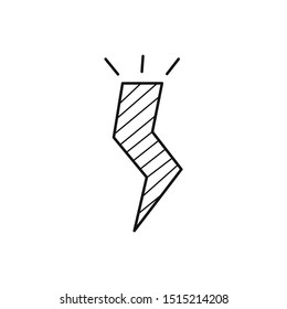 Hand drawn lightning bolt isolated on a white. Sketch of lightning bolt. Vector illustration.