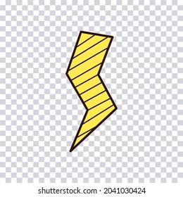 Hand Drawn Lightning Bolt Isolated On Transparent Background. Color Sketch Of Yellow Lightning Bolt. Vector Illustration.