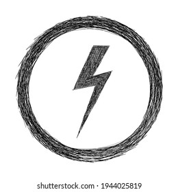 hand drawn lightning bolt symbol on white background. doodle lightning symbol